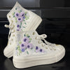  Custom Sneakers Platform/ Wedding Flowers Embroidered Shoes/ Bridal Flowers Embroidered Sneakers 