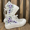  Custom Sneakers Platform/ Wedding Flowers Embroidered Shoes/ Bridal Flowers Embroidered Sneakers 