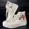  Custom Wedding Sneakers Platform/ Wedding Flowers Embroidered Shoes/ Tropical Flowers Embroidered Sneakers/ Hawaii Flowers Embroidered 