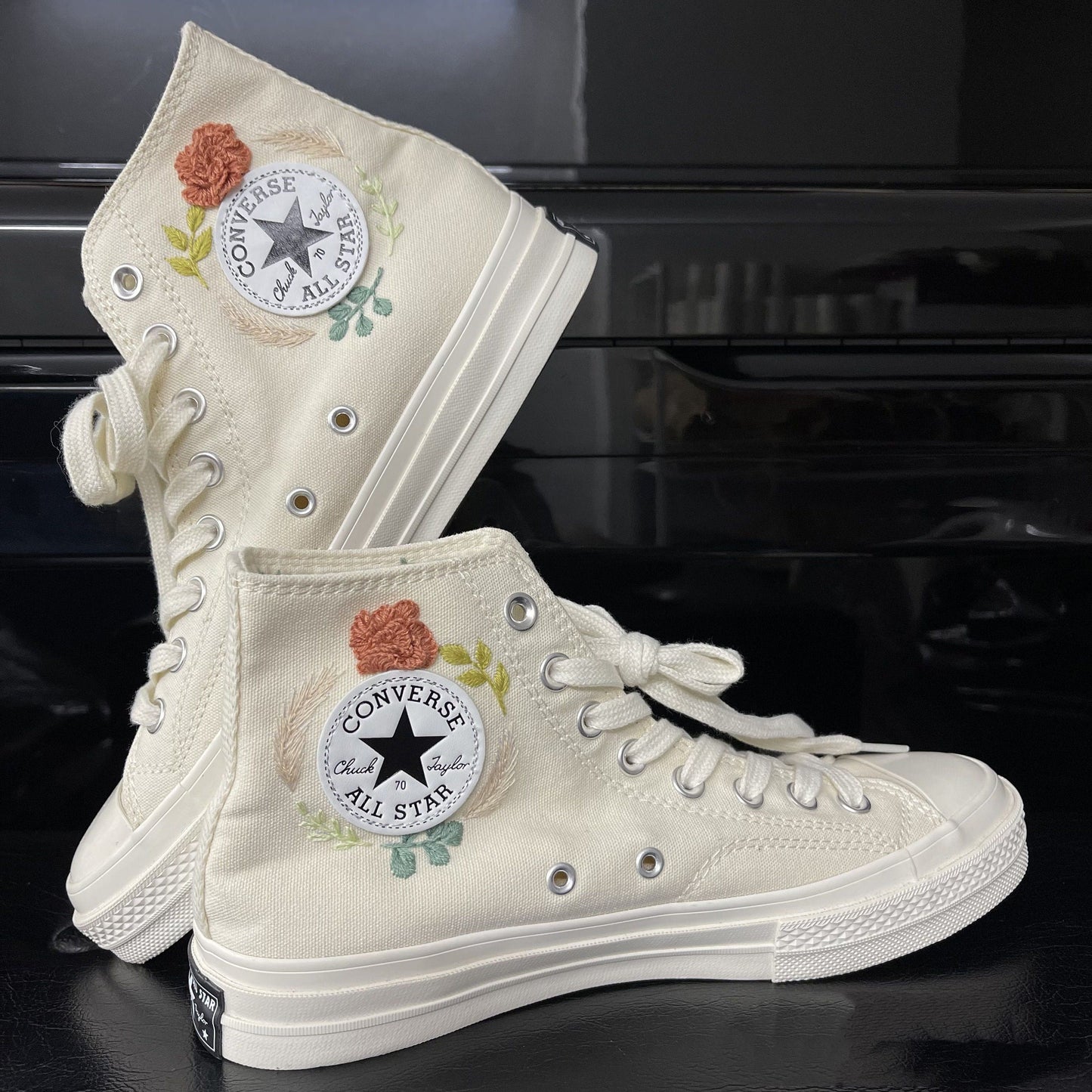 Bridal Flowers Embroidered Sneakers/ Wedding Flowers Embroidered Sneakers