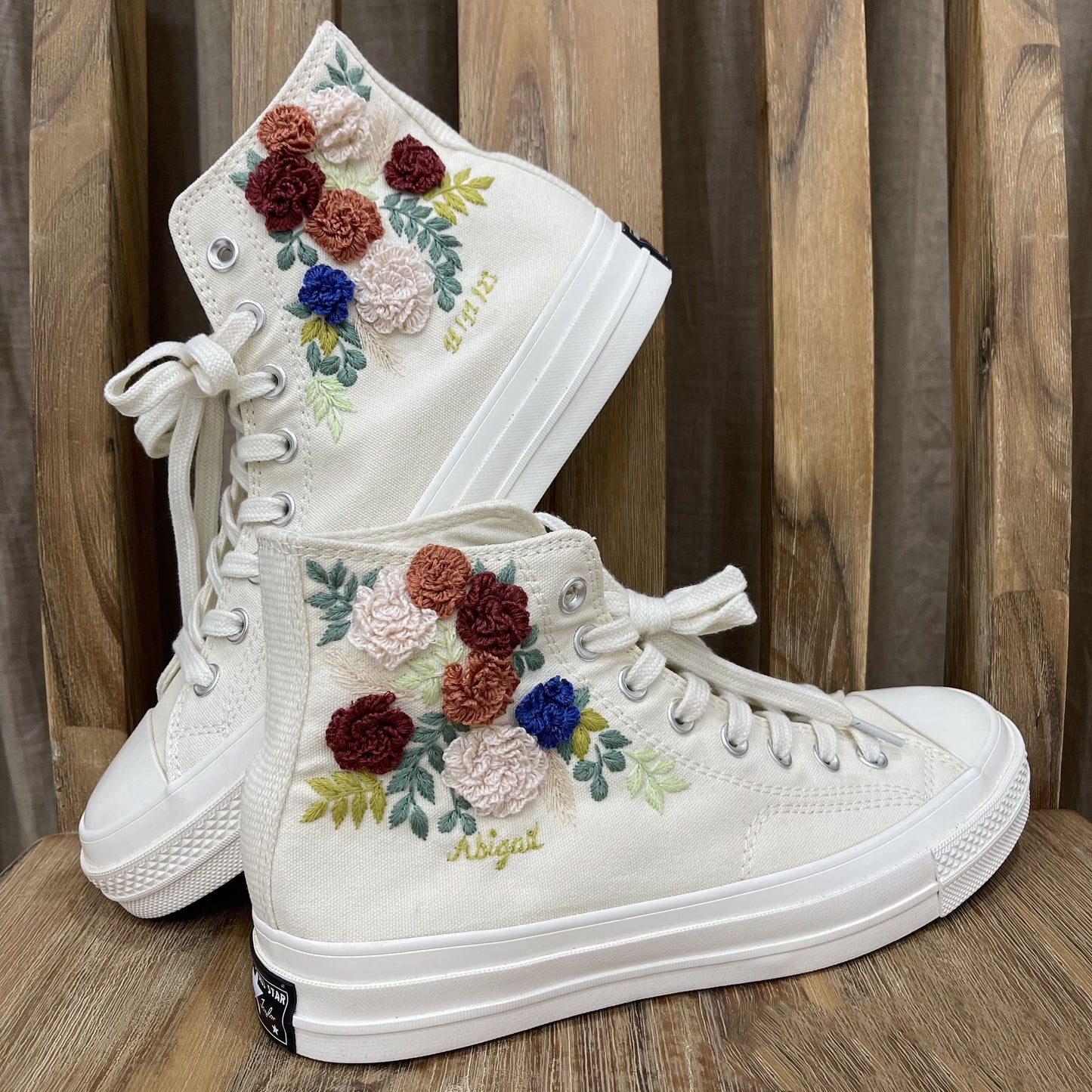 Bridal Flowers Embroidered Sneakers/ Wedding Flowers Embroidered Sneakers