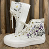  Custom Converse Platform/ Wedding Flowers Embroidered Platform Shoes/ Bridal Flowers Embroidered Sneakers 