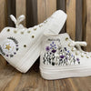  Custom Converse Platform/ Wedding Flowers Embroidered Platform Shoes/ Bridal Flowers Embroidered Sneakers 