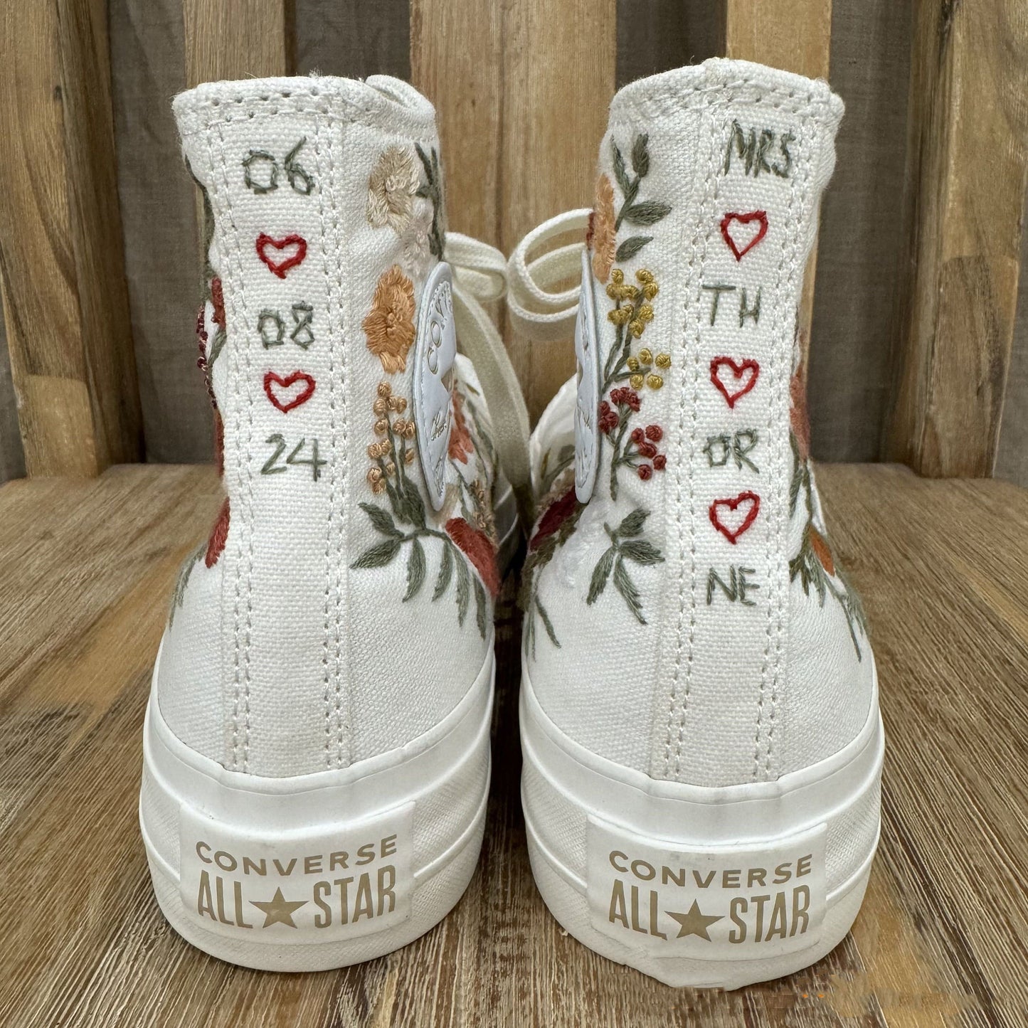 Custom Wedding Sneakers Platform/ Bridal Flowers Embroidered Sneakers/ Wedding English Roses Embroidered Shoes/ Personalized Bridal Sneaker (Copy)