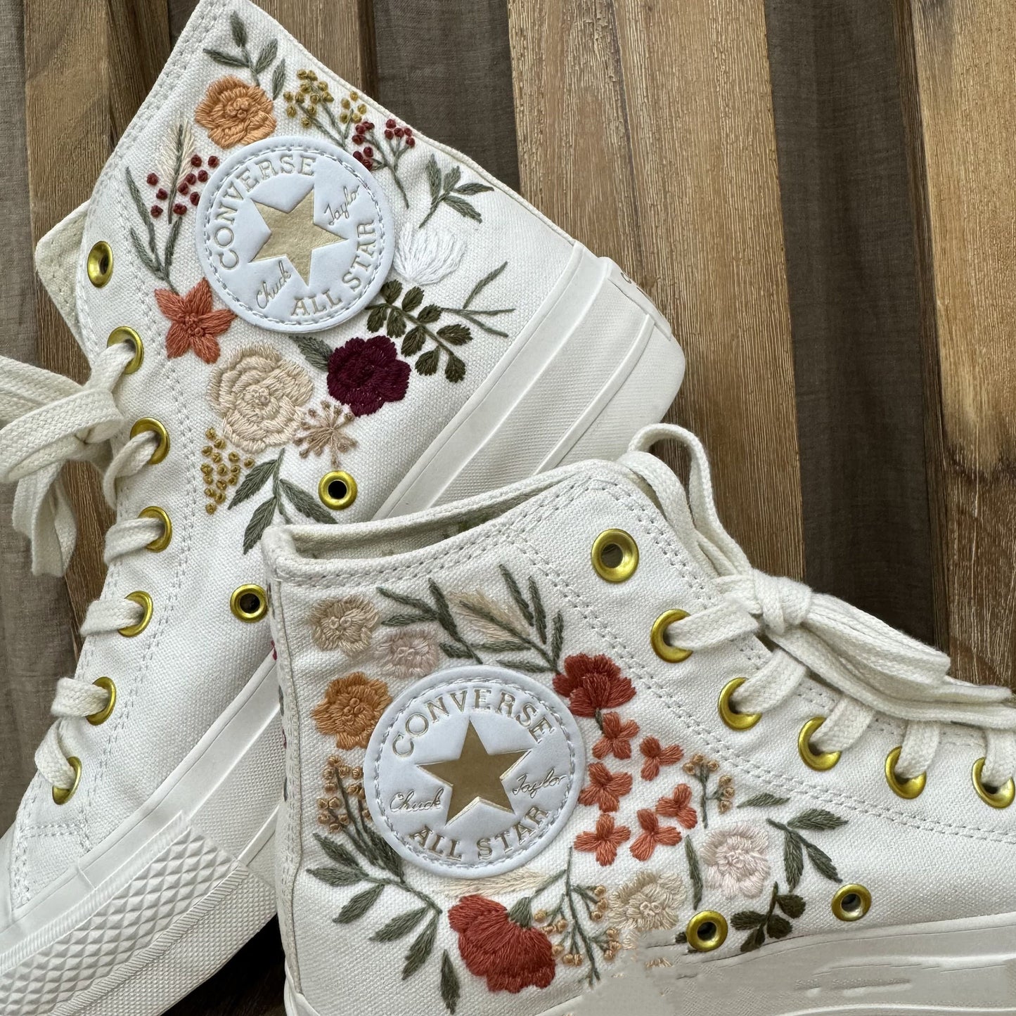 Custom Wedding Sneakers Platform/ Bridal Flowers Embroidered Sneakers/ Wedding English Roses Embroidered Shoes/ Personalized Bridal Sneaker (Copy)