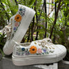  Custom Coverse Platform/ Wedding Flowers Embroidered Converse/ Bridal Flowers Sneakers/ Tana Daisies Flowers Embroidered Sneakers 