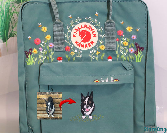 Fjallraven Kanken Backpack embroidered with dogs and pets - Personalized Embroidered Backpack - Custom Bag for Women