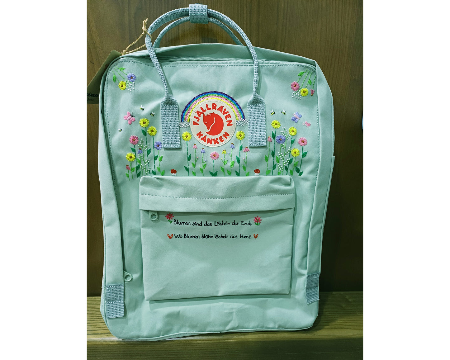 Fjallraven Kanken Backpack with Colorful Sunflower, Rainbow and Quote Embroidery - Personalized Embroidered Backpack - Custom Bag for Women