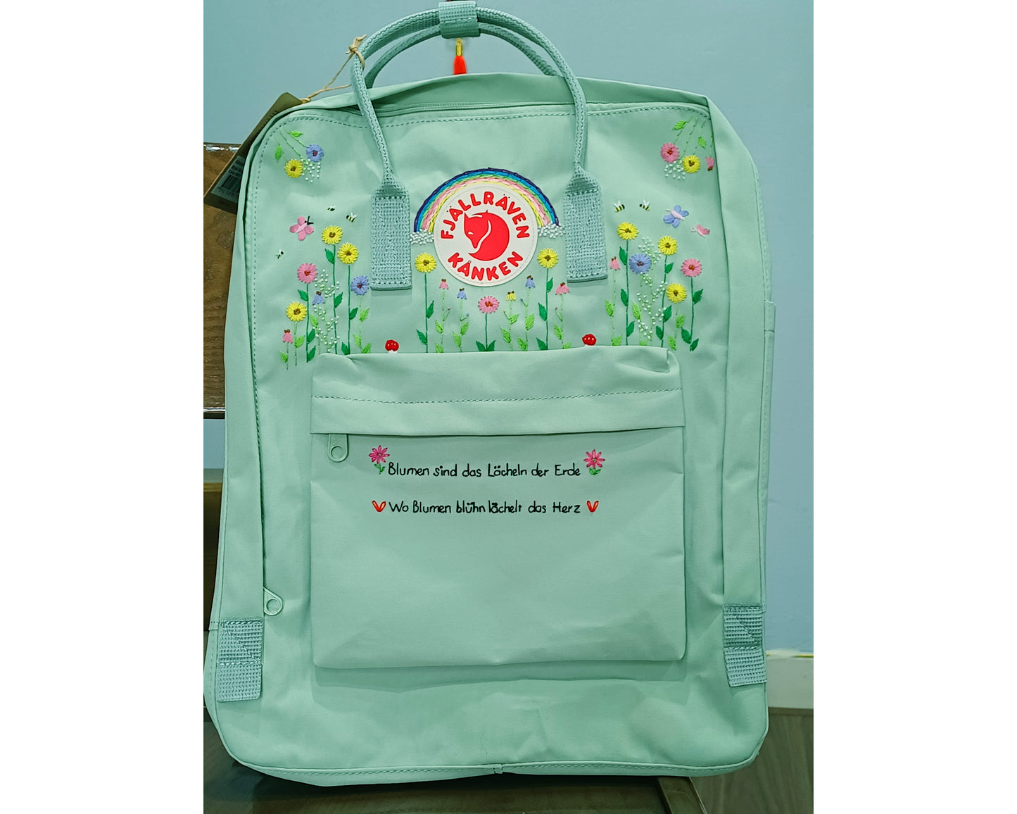 Fjallraven Kanken Backpack with Colorful Sunflower, Rainbow and Quote Embroidery - Personalized Embroidered Backpack - Custom Bag for Women