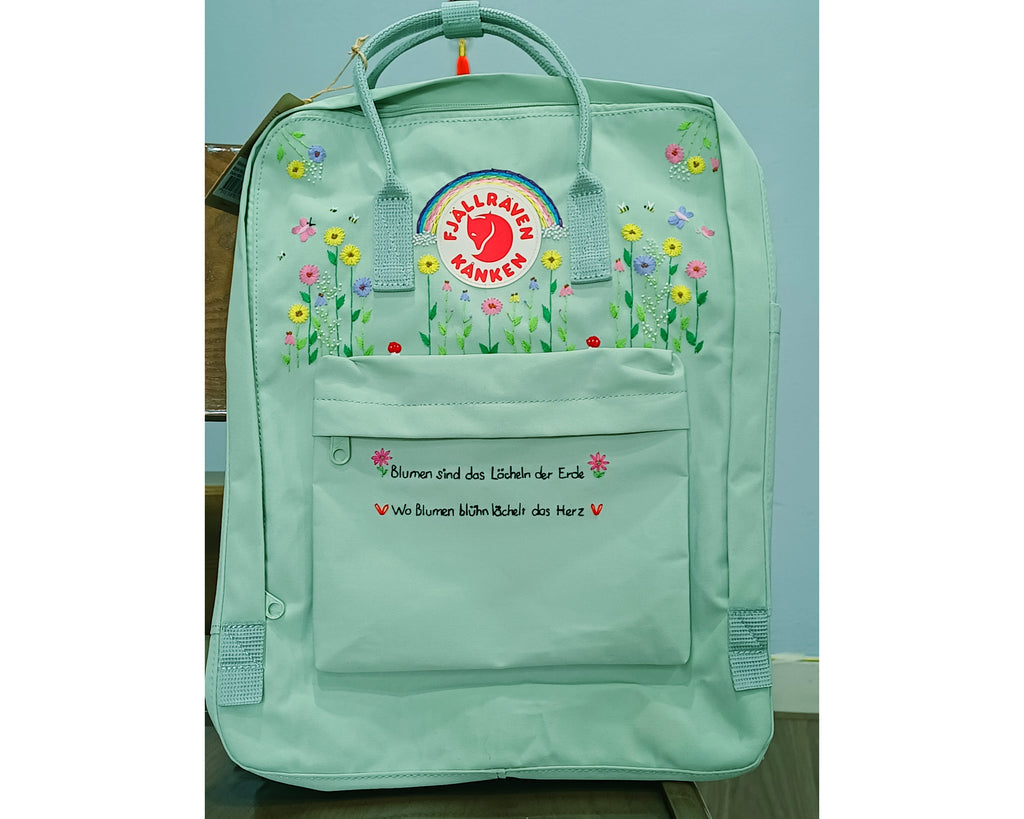  Fjallraven Kanken Backpack with Colorful Sunflower, Rainbow and Quote Embroidery - Personalized Embroidered Backpack - Custom Bag for Women 