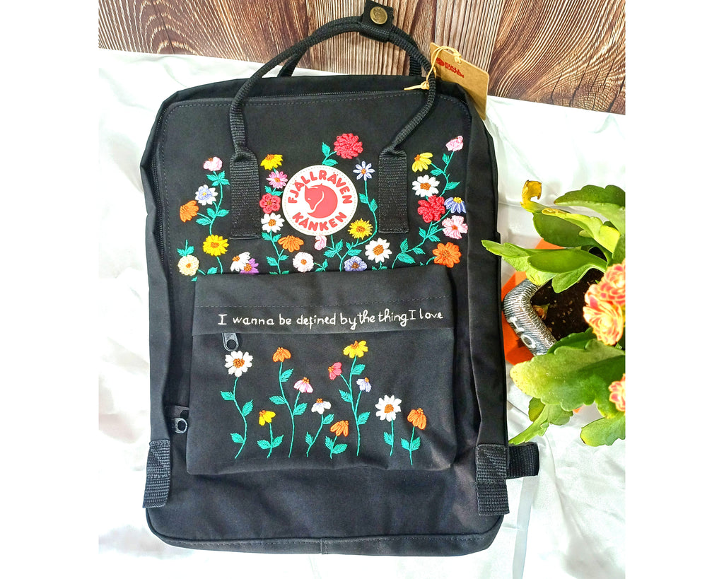  Embroidered Fjallraven Kanken – 3D Flower Garden Design - Personalized Embroidered Backpack - Custom Bag for Women 
