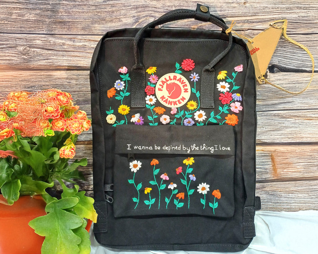  Embroidered Fjallraven Kanken – 3D Flower Garden Design - Personalized Embroidered Backpack - Custom Bag for Women 