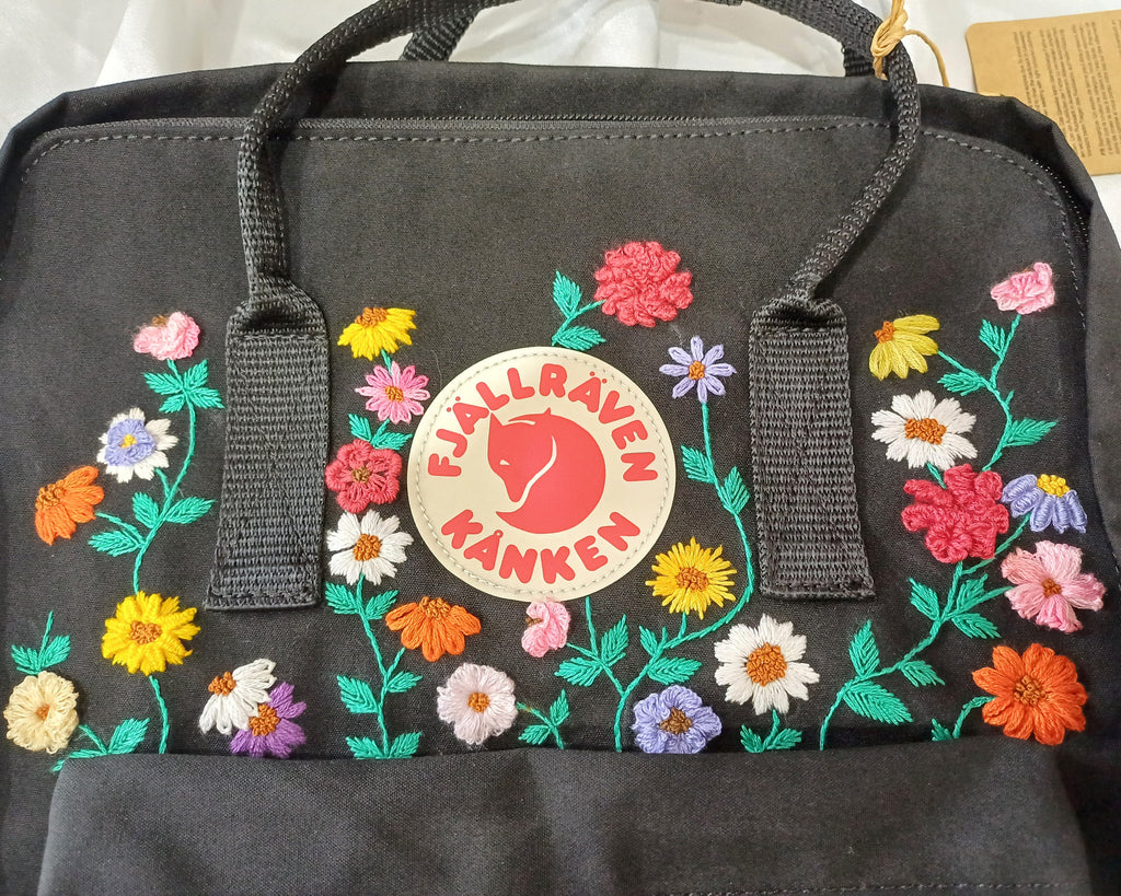  Embroidered Fjallraven Kanken – 3D Flower Garden Design - Personalized Embroidered Backpack - Custom Bag for Women 