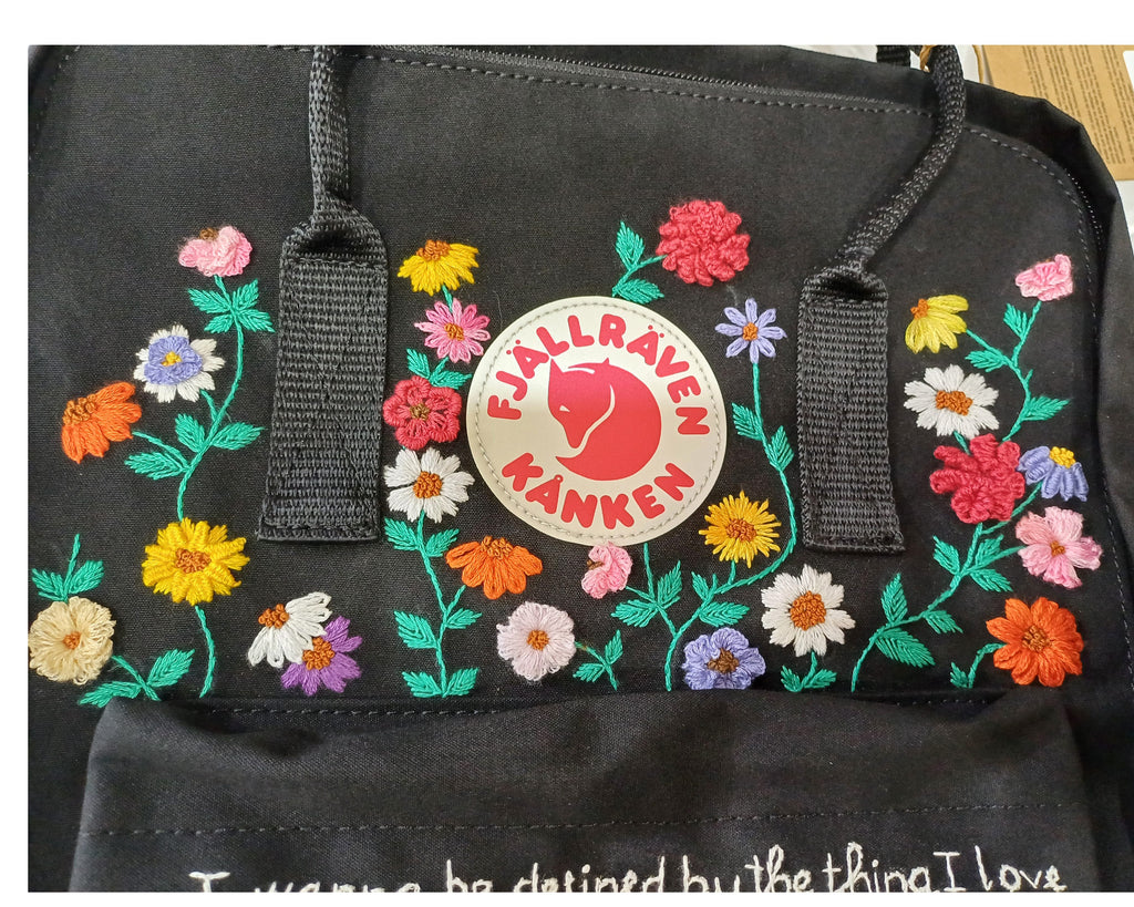  Embroidered Fjallraven Kanken – 3D Flower Garden Design - Personalized Embroidered Backpack - Custom Bag for Women 