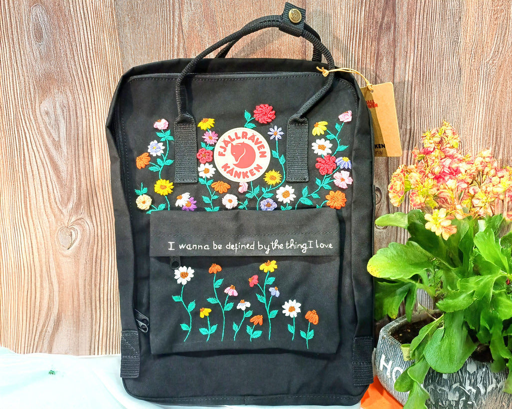  Embroidered Fjallraven Kanken – 3D Flower Garden Design - Personalized Embroidered Backpack - Custom Bag for Women 