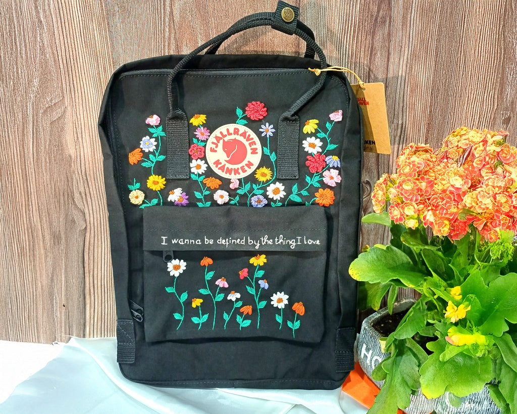  Embroidered Fjallraven Kanken – 3D Flower Garden Design - Personalized Embroidered Backpack - Custom Bag for Women 