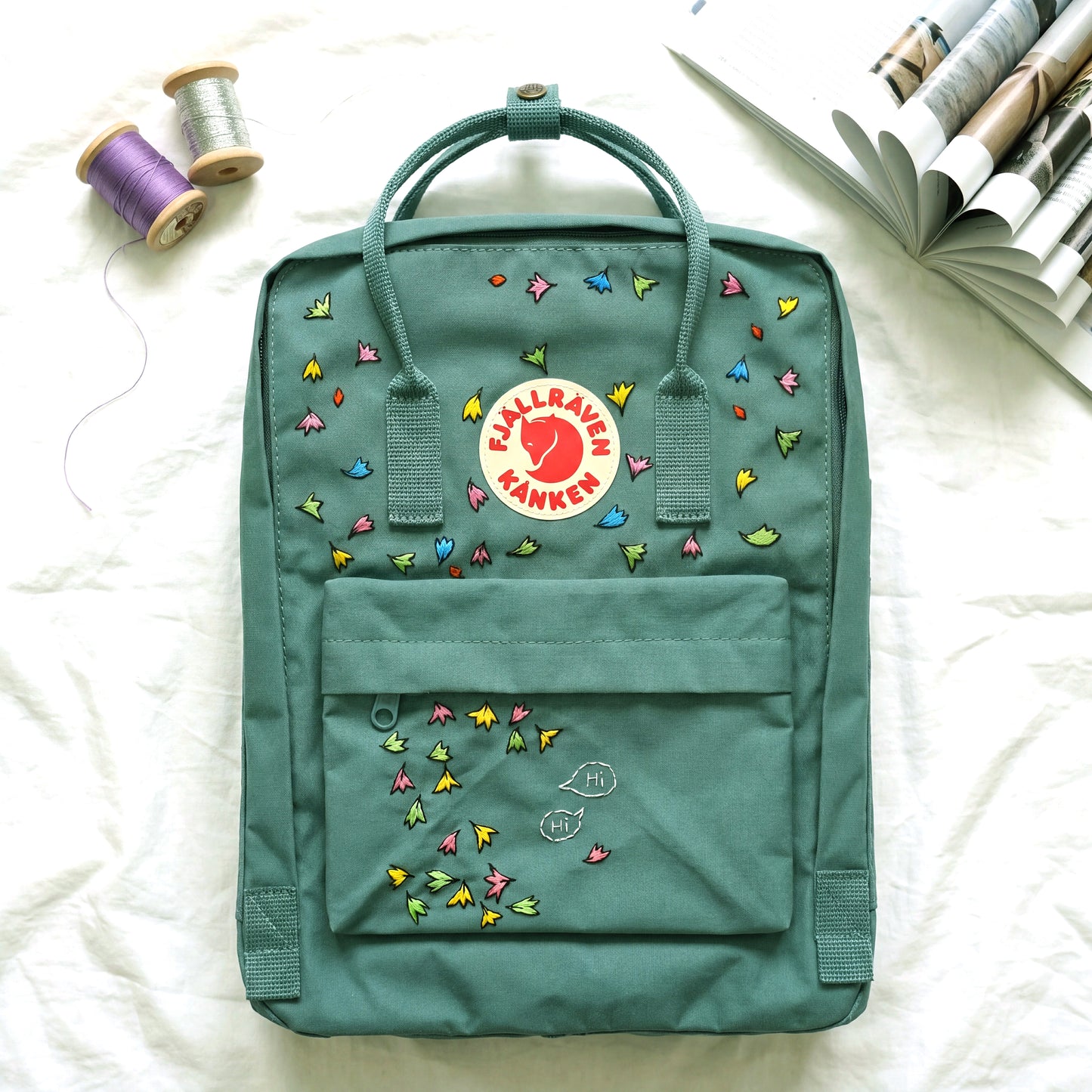 Fjallraven Kanken Backpack Embroidered Heartstopper Leaves | Colorful Leaf Embroidery Kanken Bag | Personalized Back To School Gift