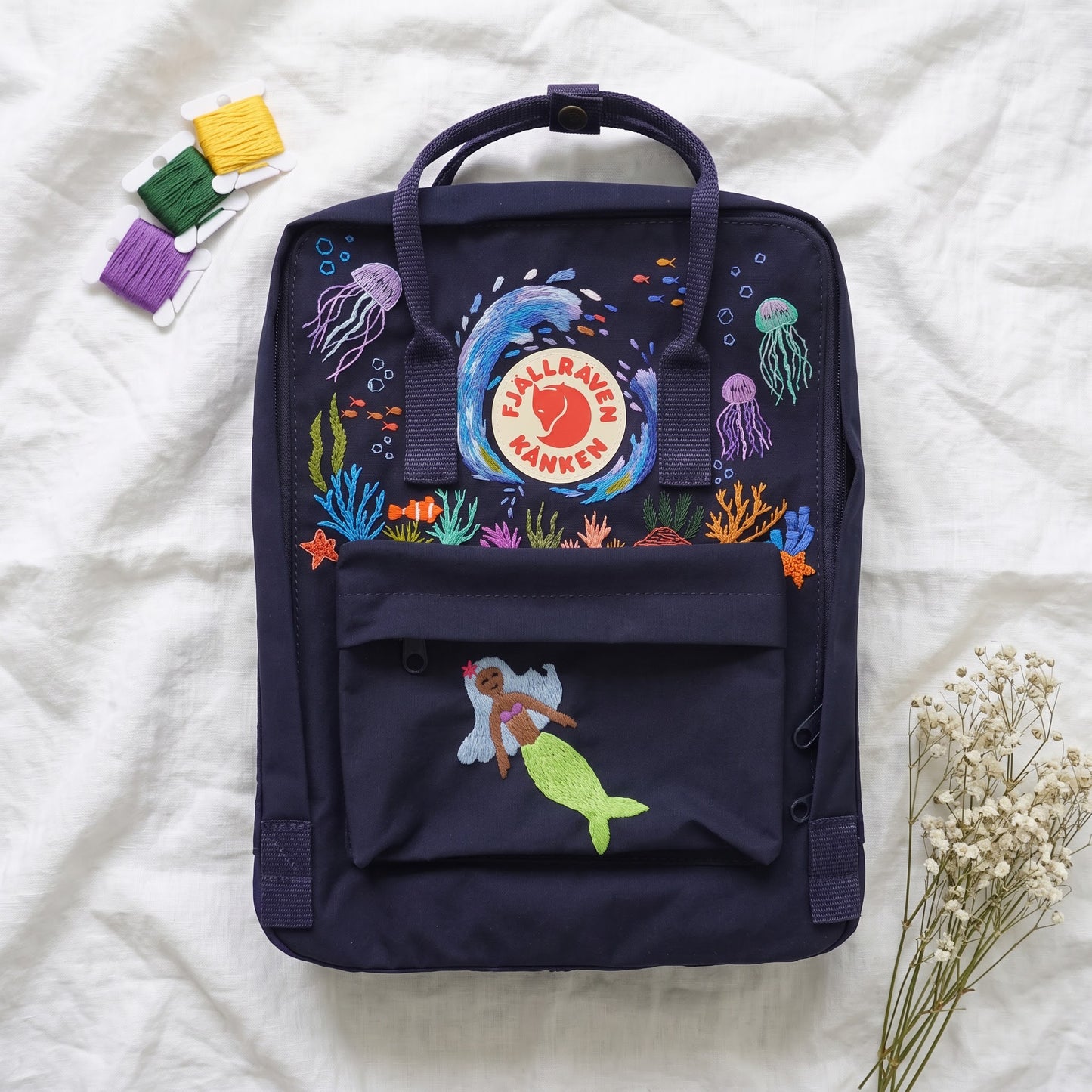 Kanken Fjallraven Backpack with Rose Garden Embroidery | Fjallraven Hand-Embroidered Floral Bag | Handmade Rose Design Backpack| Rose Design (Copy)