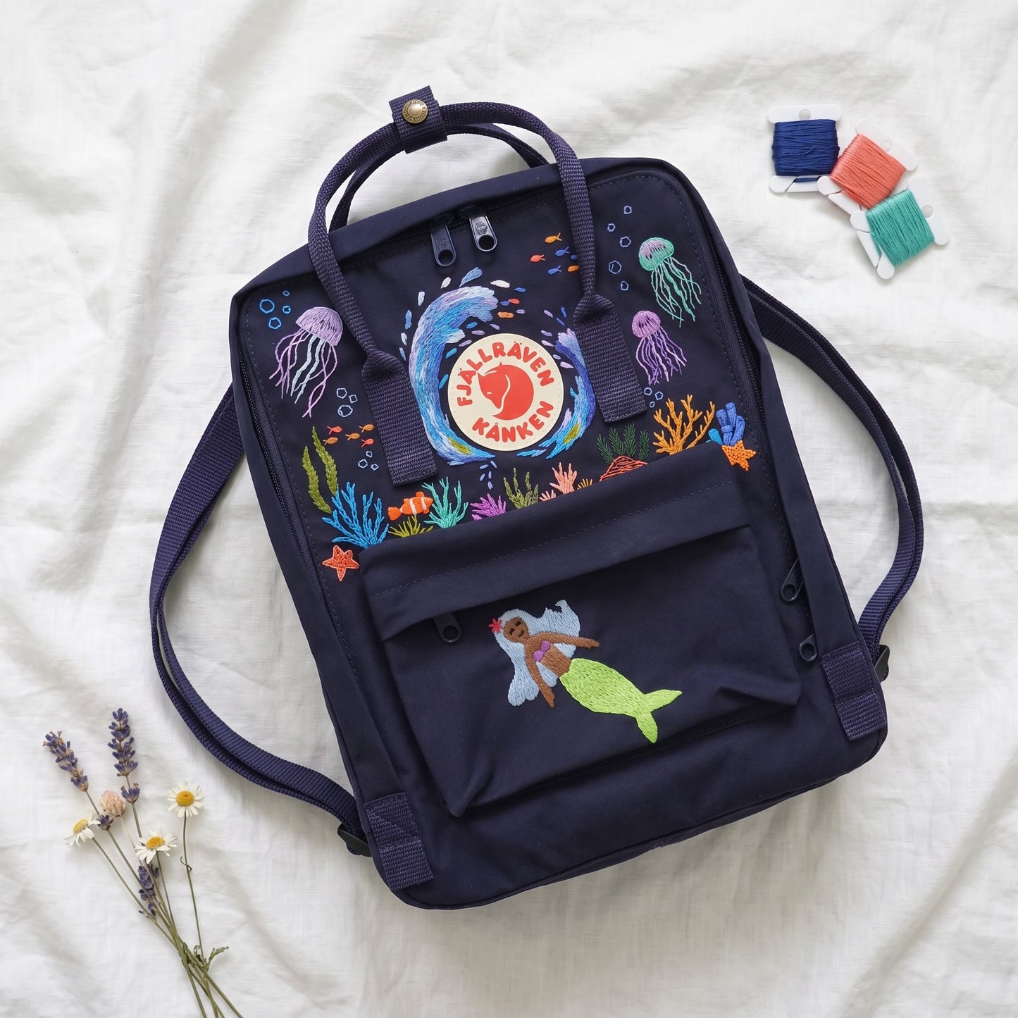 Kanken Fjallraven Backpack with Rose Garden Embroidery | Fjallraven Hand-Embroidered Floral Bag | Handmade Rose Design Backpack| Rose Design (Copy)