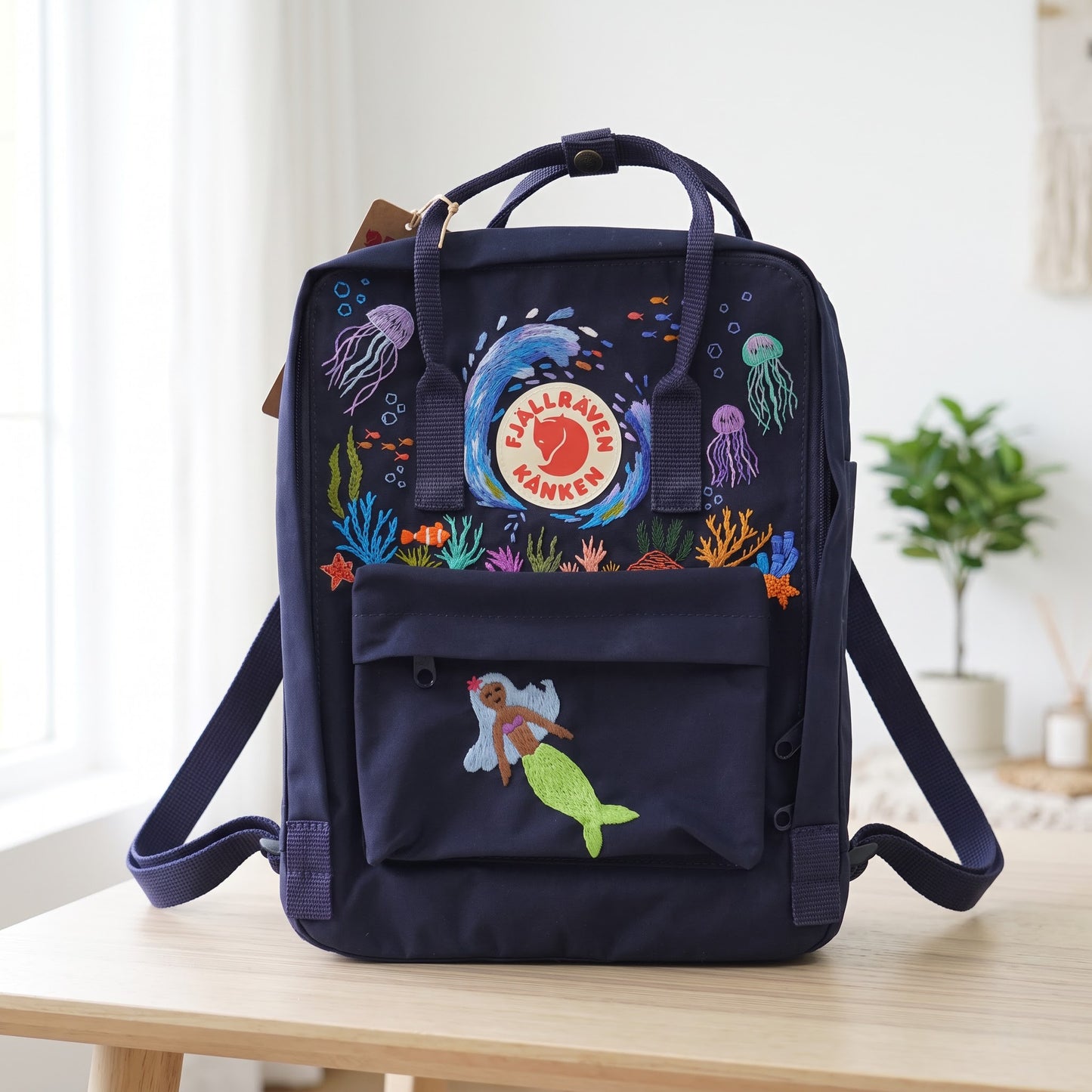 Kanken Fjallraven Backpack with Rose Garden Embroidery | Fjallraven Hand-Embroidered Floral Bag | Handmade Rose Design Backpack| Rose Design (Copy)