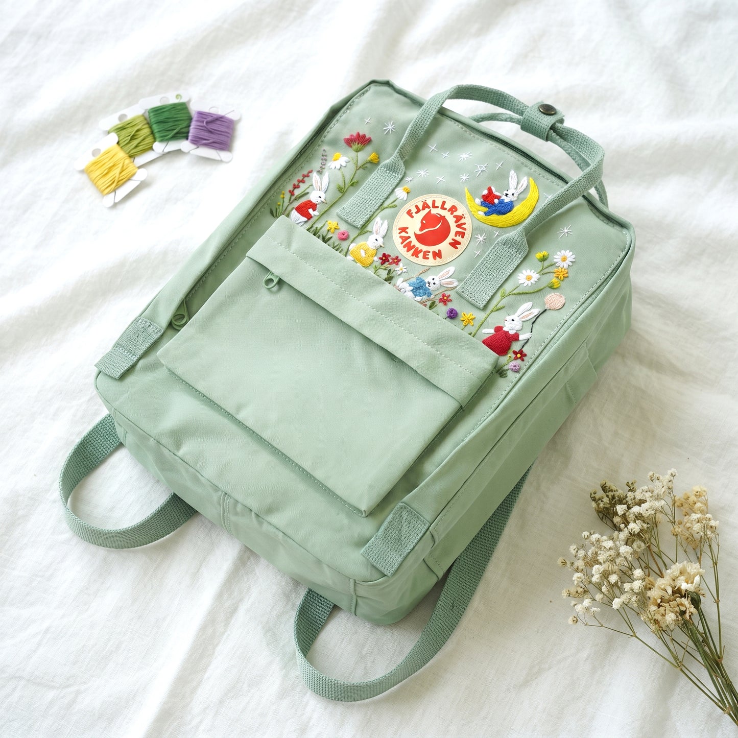 Fjallraven Kanken Miffy Bunny Embroidered Backpack | Cute Cartoon Bunny Kanken Bag | School Backpack | Personalized Gift |Back to School Bag