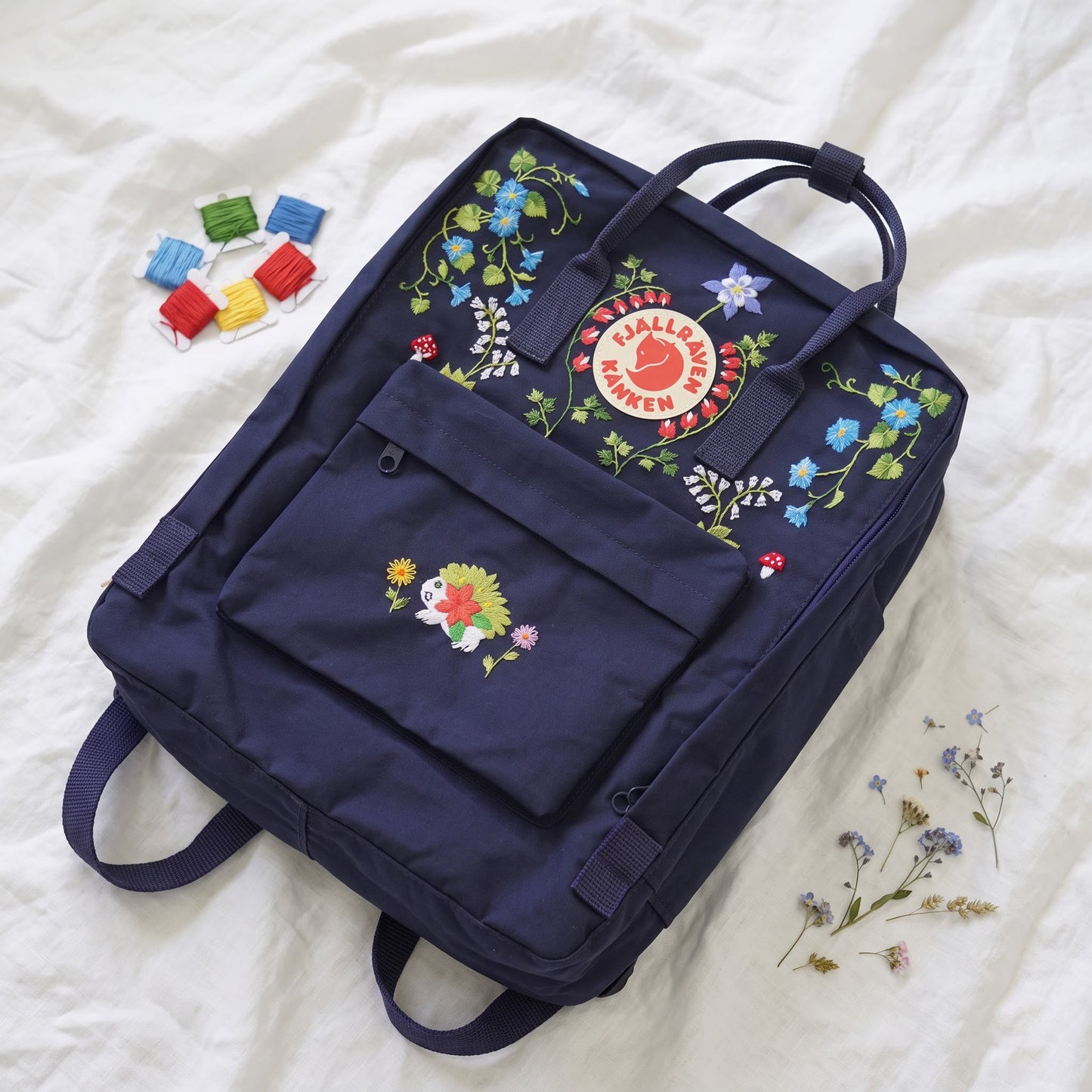Hand Embroidered Fjallraven Kanken Backpack, Floral Butterfly Kanken Bag, Custom Embroidered Backpack, Personalized Kanken Backpack (Copy)