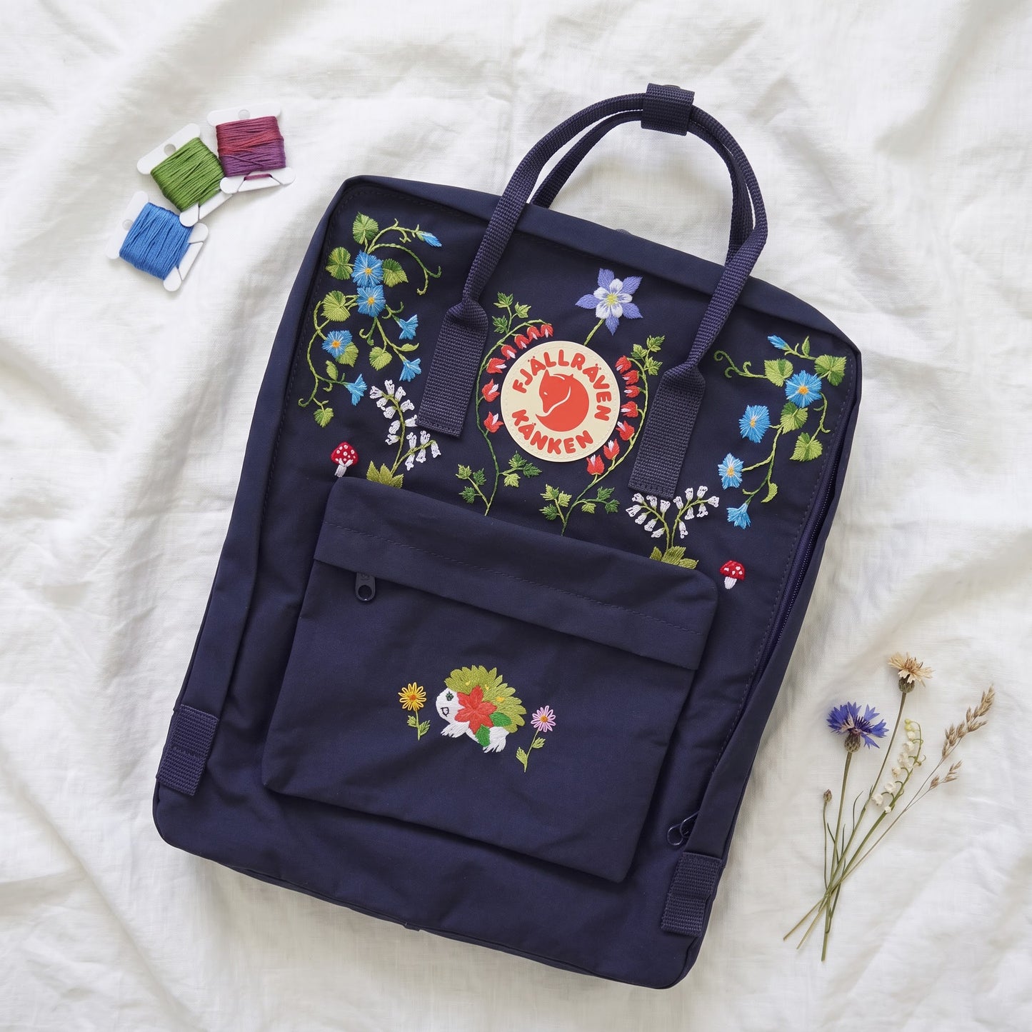 Hand Embroidered Fjallraven Kanken Backpack, Floral Butterfly Kanken Bag, Custom Embroidered Backpack, Personalized Kanken Backpack (Copy)