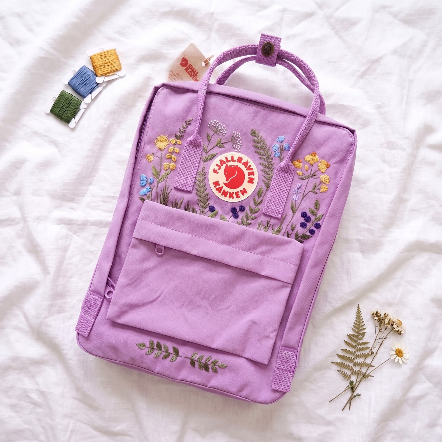 Fjallraven Kanken Wild Grass Embroidered Backpack | Fjallraven Kanken Nature Inspired Backpack | Travel Kanken Backpack |Personalized Kanken