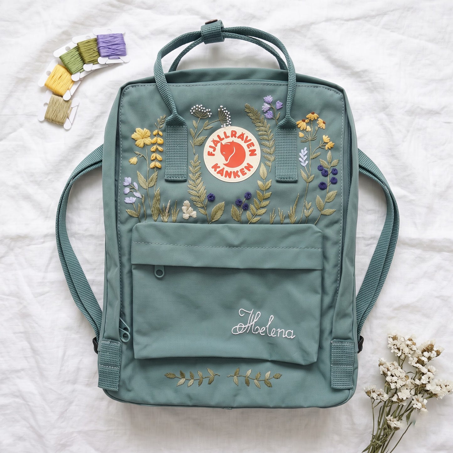 Fjallraven Kanken Wild Grass Embroidered Backpack | Fjallraven Kanken Nature Inspired Backpack | Travel Kanken Backpack |Personalized Kanken