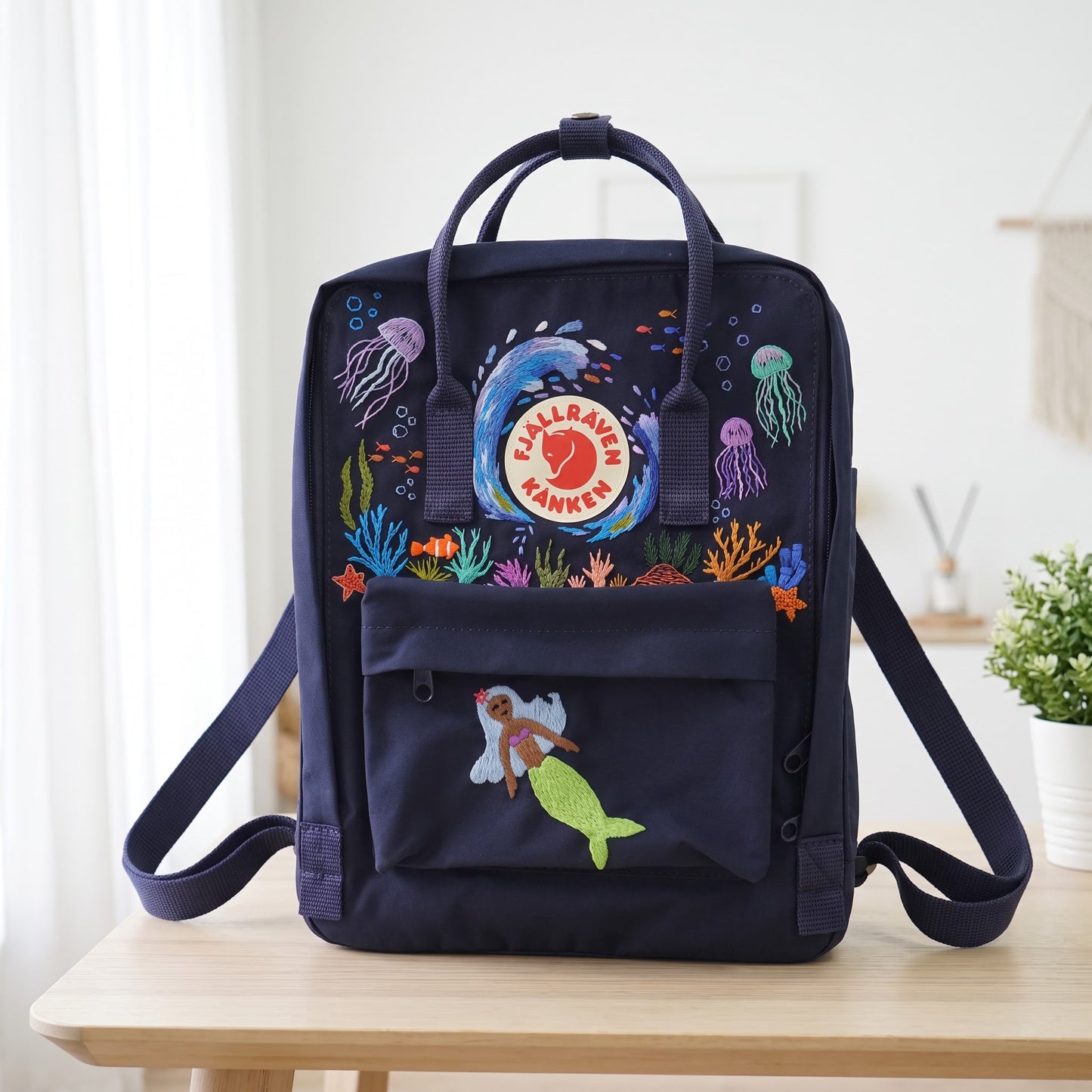 Kanken Fjallraven Backpack with Rose Garden Embroidery | Fjallraven Hand-Embroidered Floral Bag | Handmade Rose Design Backpack| Rose Design (Copy)