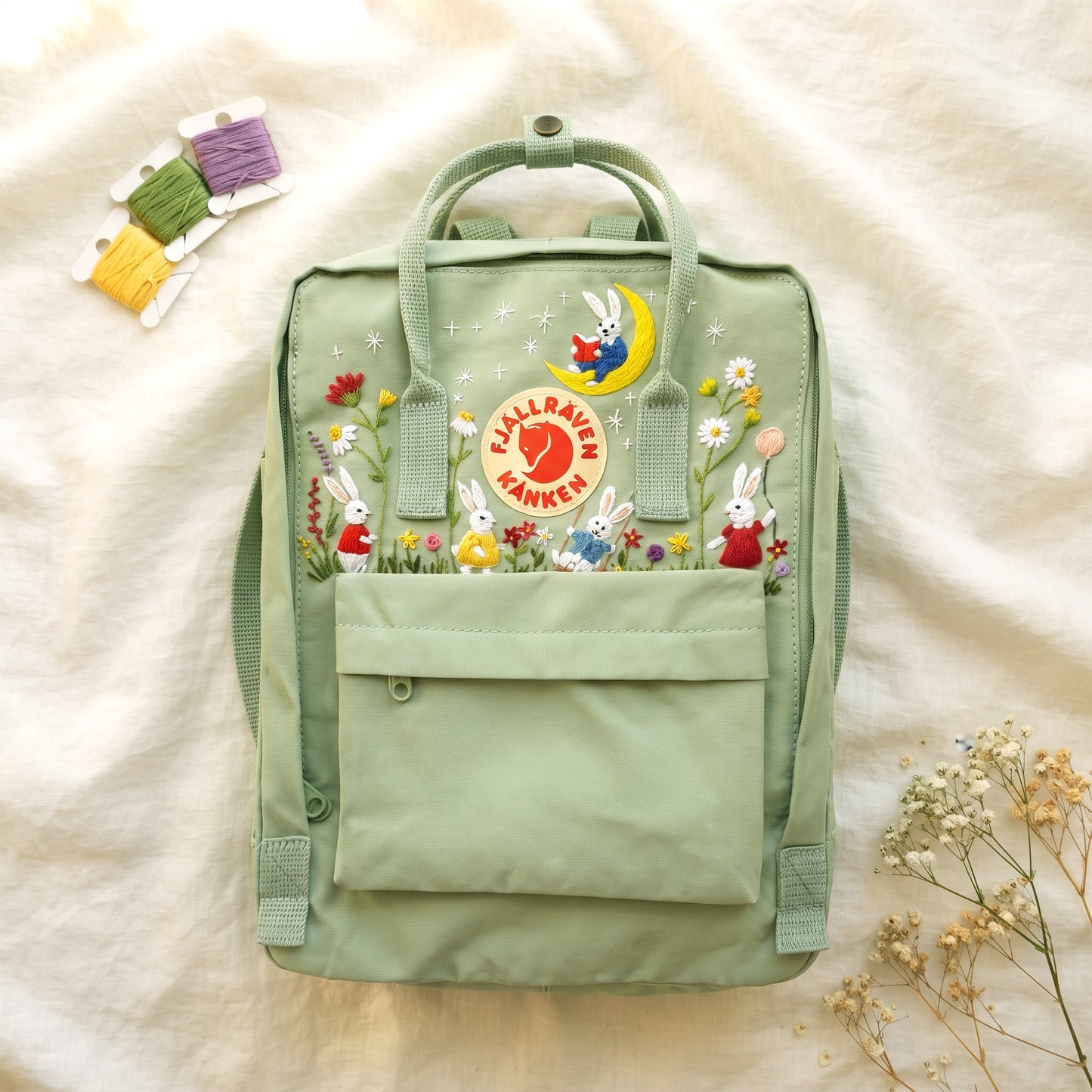 Fjallraven Kanken Miffy Bunny Embroidered Backpack | Cute Cartoon Bunny Kanken Bag | School Backpack | Personalized Gift |Back to School Bag