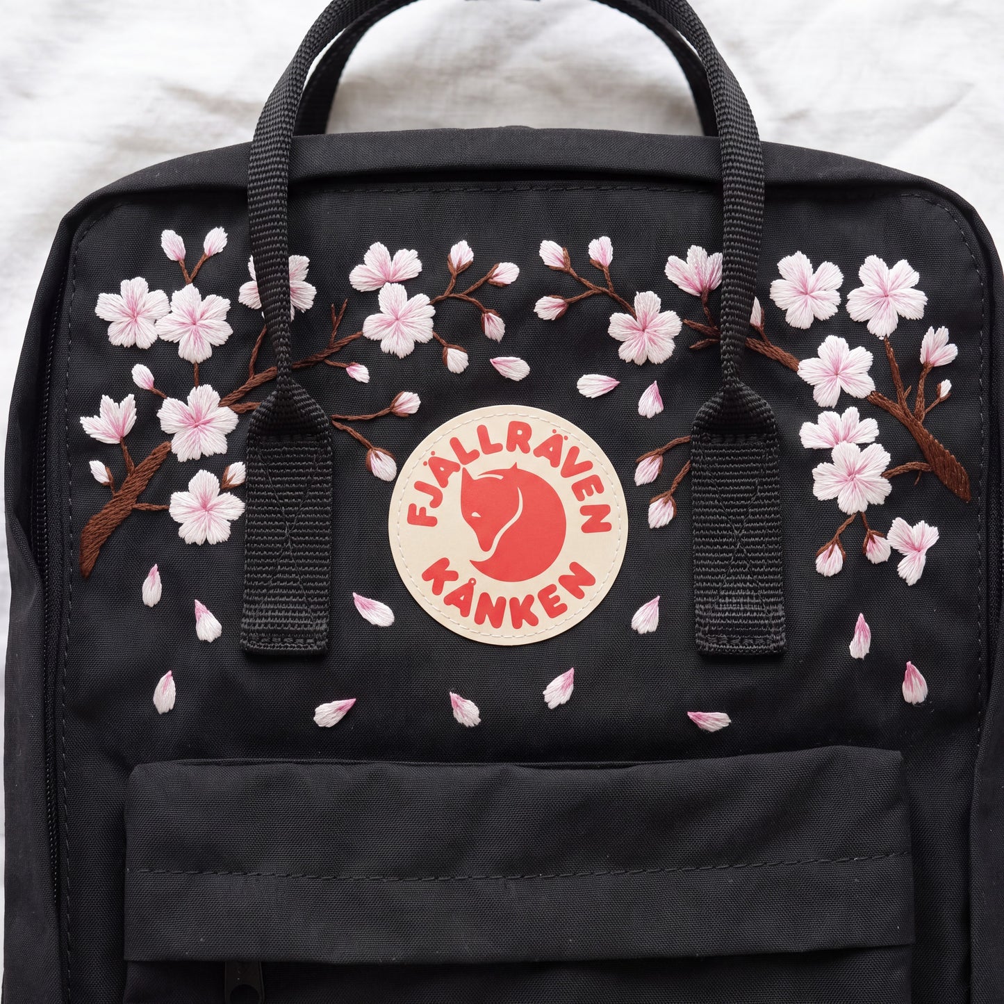 Fjallraven KaFjallraven Kanken Cherry Blossom Embroidered Backpack | Sakura Floral Hand Embroidery | Custom Name Kanken Bag | Back to School