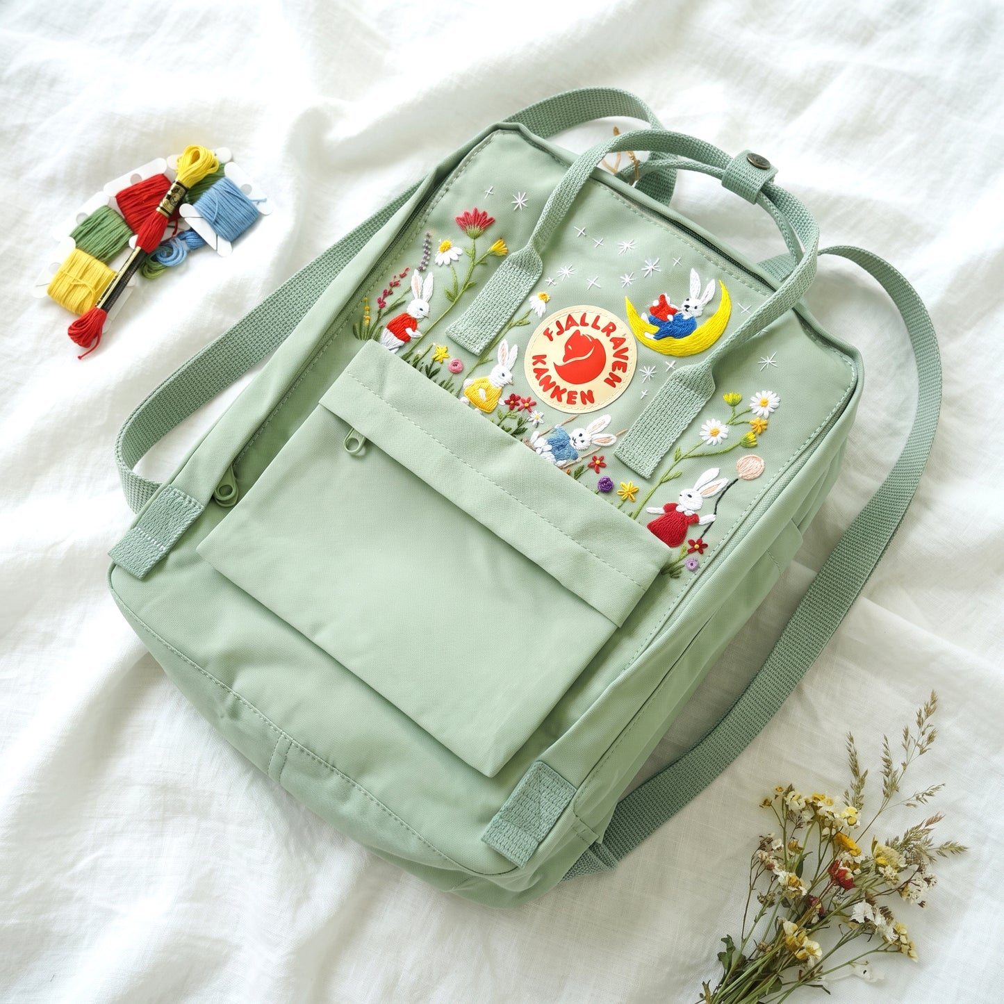 Fjallraven Kanken Miffy Bunny Embroidered Backpack | Cute Cartoon Bunny Kanken Bag | School Backpack | Personalized Gift |Back to School Bag