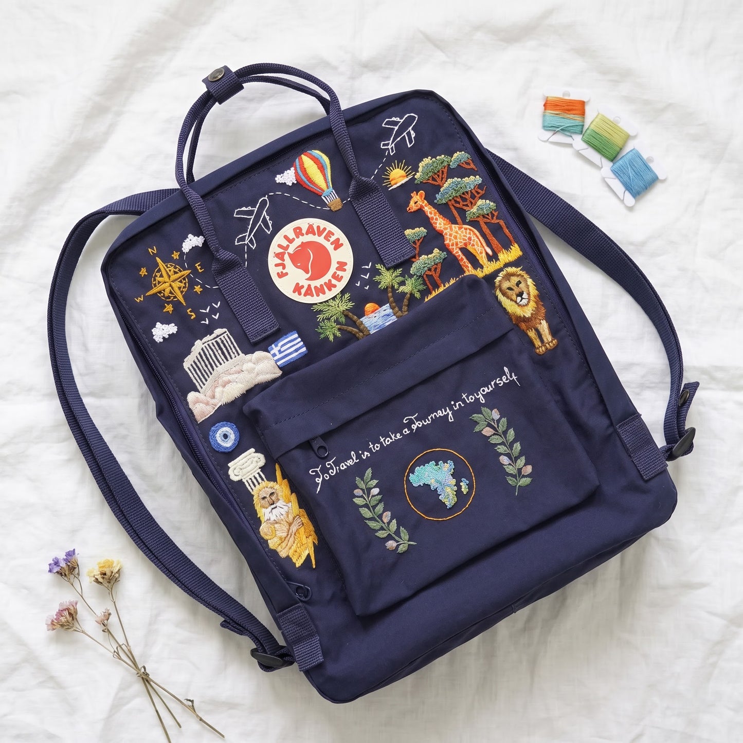 Personalized Fjallraven Kanken Travel Backpack | Custom World Travel Backpack | Handmade Africa & Greece Inspired Backpack | Custom Backpack
