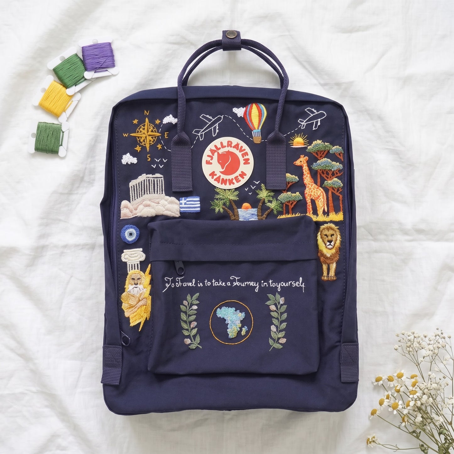 Personalized Fjallraven Kanken Travel Backpack | Custom World Travel Backpack | Handmade Africa & Greece Inspired Backpack | Custom Backpack