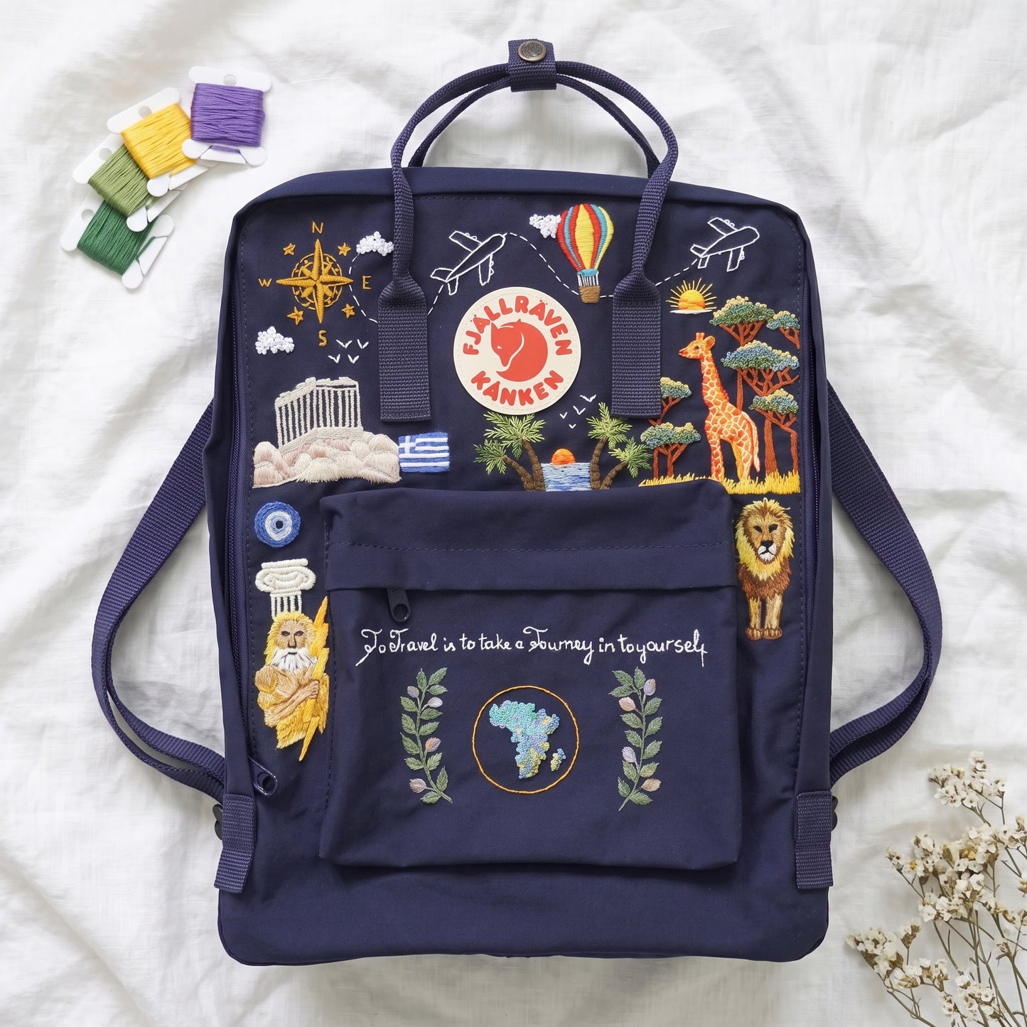 Personalized Fjallraven Kanken Travel Backpack | Custom World Travel Backpack | Handmade Africa & Greece Inspired Backpack | Custom Backpack