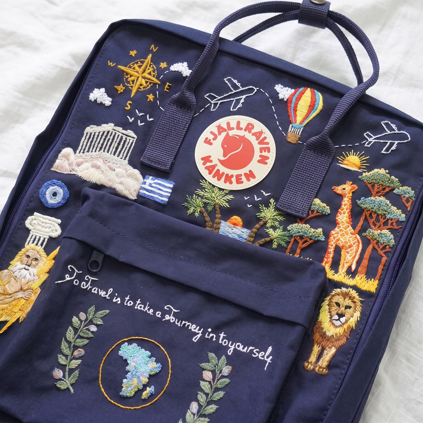 Personalized Fjallraven Kanken Travel Backpack | Custom World Travel Backpack | Handmade Africa & Greece Inspired Backpack | Custom Backpack