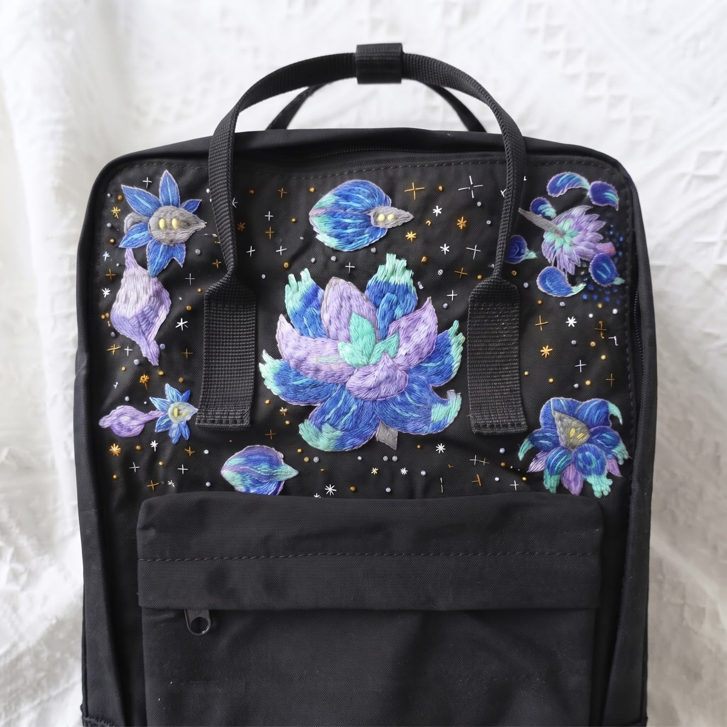 Custom Hand Embroidered Kanken Backpack Made to Order | Personalized Kanken with Logo Removal | Custom Game Character Embroidery Kanken Bag