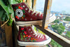  Converse Custom Flower Embroidery/ Chuck Taylor Converse Women's 