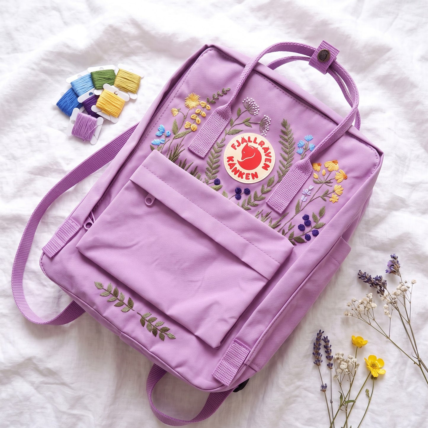 Fjallraven Kanken Wild Grass Embroidered Backpack | Fjallraven Kanken Nature Inspired Backpack | Travel Kanken Backpack |Personalized Kanken