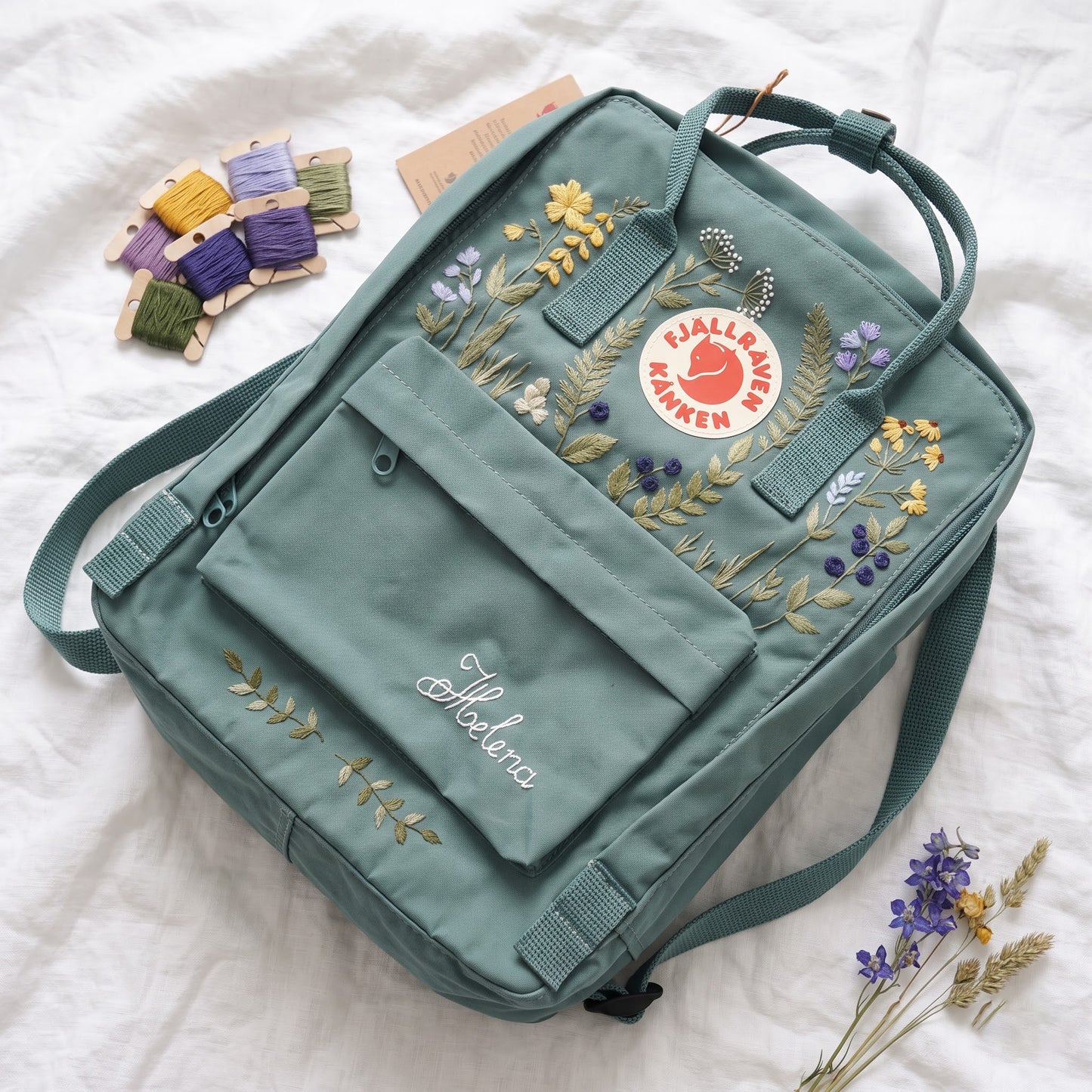 Fjallraven Kanken Wild Grass Embroidered Backpack | Fjallraven Kanken Nature Inspired Backpack | Travel Kanken Backpack |Personalized Kanken