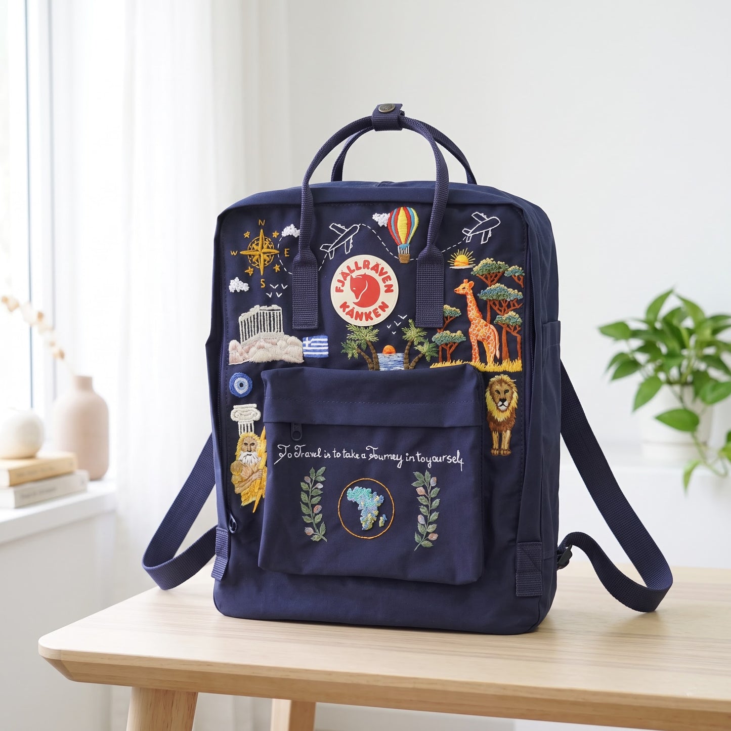 Personalized Fjallraven Kanken Travel Backpack | Custom World Travel Backpack | Handmade Africa & Greece Inspired Backpack | Custom Backpack